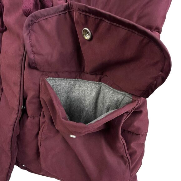 Abercrombie & Fitch Maroon Puffer Jacket with Faux Fur Hood - Picture 8 of 12